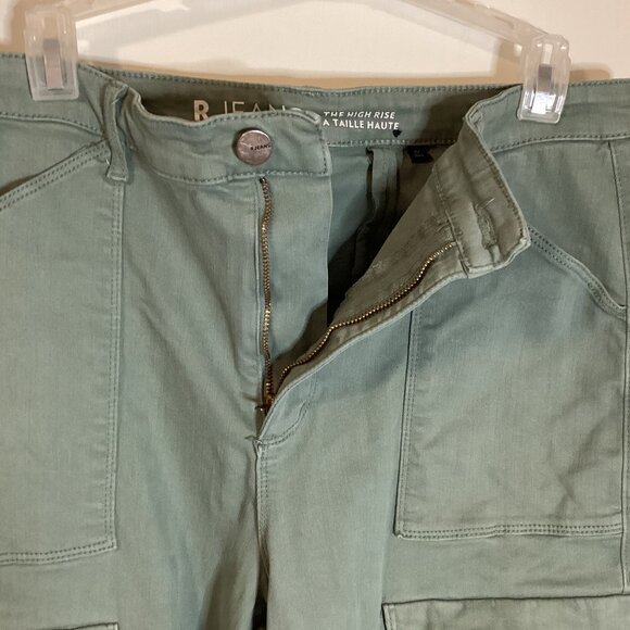 R Jeans Women's The High Rise Cargo Green Pants Size 33 Tall Stretchy Casual - Picture 4 of 11